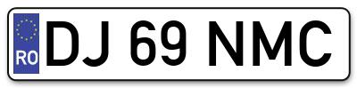 Placuta inmatriculare numar auto  DJ-69-NMC, DJ 69 NMC, DJ69NMC