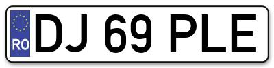 Placuta inmatriculare numar auto  DJ-69-PLE, DJ 69 PLE, DJ69PLE