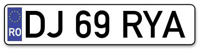 Placuta inmatriculare numar auto  DJ-69-RYA, DJ 69 RYA, DJ69RYA