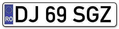 Placuta inmatriculare numar auto  DJ-69-SGZ, DJ 69 SGZ, DJ69SGZ