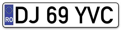 Placuta inmatriculare numar auto  DJ-69-YVC, DJ 69 YVC, DJ69YVC