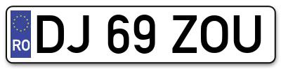 Placuta inmatriculare numar auto  DJ-69-ZOU, DJ 69 ZOU, DJ69ZOU