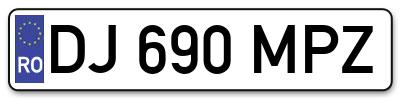 Placuta inmatriculare numar auto  DJ-690-MPZ, DJ 690 MPZ, DJ690MPZ