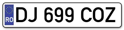 Placuta inmatriculare numar auto  DJ-699-COZ, DJ 699 COZ, DJ699COZ