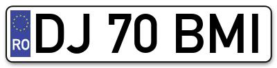 Placuta inmatriculare numar auto  DJ-70-BMI, DJ 70 BMI, DJ70BMI