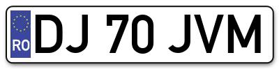 Placuta inmatriculare numar auto  DJ-70-JVM, DJ 70 JVM, DJ70JVM