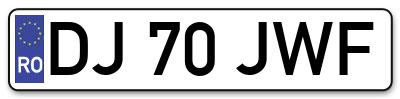 Placuta inmatriculare numar auto  DJ-70-JWF, DJ 70 JWF, DJ70JWF