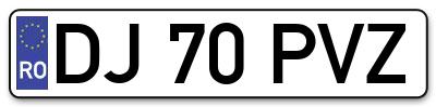 Placuta inmatriculare numar auto  DJ-70-PVZ, DJ 70 PVZ, DJ70PVZ
