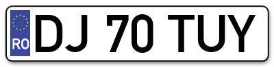 Placuta inmatriculare numar auto  DJ-70-TUY, DJ 70 TUY, DJ70TUY