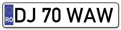 Placuta inmatriculare numar auto  DJ-70-WAW, DJ 70 WAW, DJ70WAW