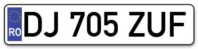 Placuta inmatriculare numar auto  DJ-705-ZUF, DJ 705 ZUF, DJ705ZUF