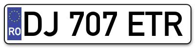 Placuta inmatriculare numar auto  DJ-707-ETR, DJ 707 ETR, DJ707ETR