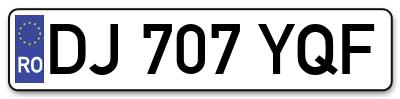 Placuta inmatriculare numar auto  DJ-707-YQF, DJ 707 YQF, DJ707YQF