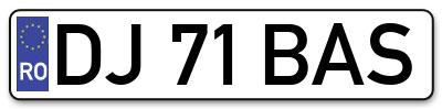 Placuta inmatriculare numar auto  DJ-71-BAS, DJ 71 BAS, DJ71BAS