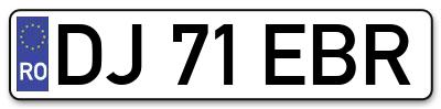 Placuta inmatriculare numar auto  DJ-71-EBR, DJ 71 EBR, DJ71EBR