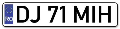 Placuta inmatriculare numar auto  DJ-71-MIH, DJ 71 MIH, DJ71MIH