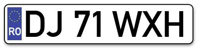 Placuta inmatriculare numar auto  DJ-71-WXH, DJ 71 WXH, DJ71WXH