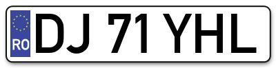 Placuta inmatriculare numar auto  DJ-71-YHL, DJ 71 YHL, DJ71YHL