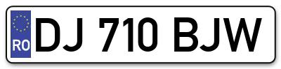 Placuta inmatriculare numar auto  DJ-710-BJW, DJ 710 BJW, DJ710BJW