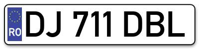 Placuta inmatriculare numar auto  DJ-711-DBL, DJ 711 DBL, DJ711DBL