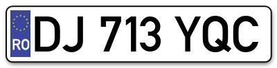 Placuta inmatriculare numar auto  DJ-713-YQC, DJ 713 YQC, DJ713YQC