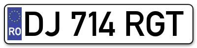 Placuta inmatriculare numar auto  DJ-714-RGT, DJ 714 RGT, DJ714RGT