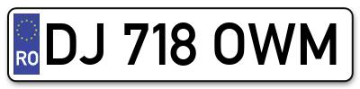 Placuta inmatriculare numar auto  DJ-718-OWM, DJ 718 OWM, DJ718OWM