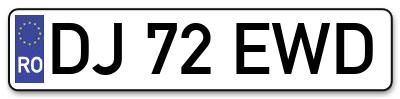 Placuta inmatriculare numar auto  DJ-72-EWD, DJ 72 EWD, DJ72EWD