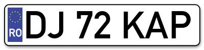 Placuta inmatriculare numar auto  DJ-72-KAP, DJ 72 KAP, DJ72KAP