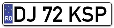 Placuta inmatriculare numar auto  DJ-72-KSP, DJ 72 KSP, DJ72KSP