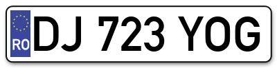 Placuta inmatriculare numar auto  DJ-723-YOG, DJ 723 YOG, DJ723YOG