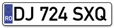Placuta inmatriculare numar auto  DJ-724-SXQ, DJ 724 SXQ, DJ724SXQ
