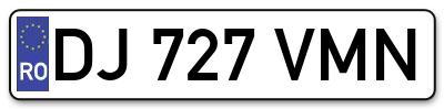 Placuta inmatriculare numar auto  DJ-727-VMN, DJ 727 VMN, DJ727VMN