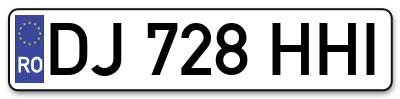 Placuta inmatriculare numar auto  DJ-728-HHI, DJ 728 HHI, DJ728HHI
