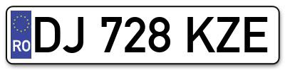 Placuta inmatriculare numar auto  DJ-728-KZE, DJ 728 KZE, DJ728KZE