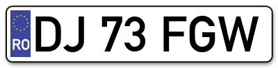Placuta inmatriculare numar auto  DJ-73-FGW, DJ 73 FGW, DJ73FGW