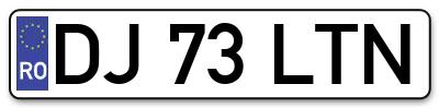 Placuta inmatriculare numar auto  DJ-73-LTN, DJ 73 LTN, DJ73LTN