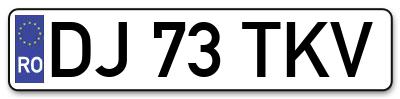Placuta inmatriculare numar auto  DJ-73-TKV, DJ 73 TKV, DJ73TKV