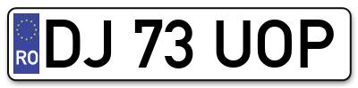 Placuta inmatriculare numar auto  DJ-73-UOP, DJ 73 UOP, DJ73UOP
