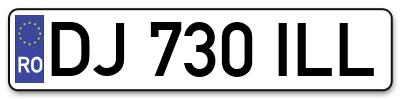 Placuta inmatriculare numar auto  DJ-730-ILL, DJ 730 ILL, DJ730ILL