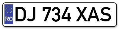 Placuta inmatriculare numar auto  DJ-734-XAS, DJ 734 XAS, DJ734XAS
