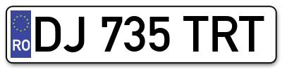 Placuta inmatriculare numar auto  DJ-735-TRT, DJ 735 TRT, DJ735TRT