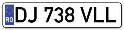 Placuta inmatriculare numar auto  DJ-738-VLL, DJ 738 VLL, DJ738VLL