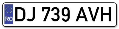 Placuta inmatriculare numar auto  DJ-739-AVH, DJ 739 AVH, DJ739AVH