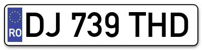 Placuta inmatriculare numar auto  DJ-739-THD, DJ 739 THD, DJ739THD