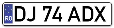 Placuta inmatriculare numar auto  DJ-74-ADX, DJ 74 ADX, DJ74ADX