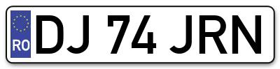 Placuta inmatriculare numar auto  DJ-74-JRN, DJ 74 JRN, DJ74JRN