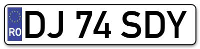 Placuta inmatriculare numar auto  DJ-74-SDY, DJ 74 SDY, DJ74SDY