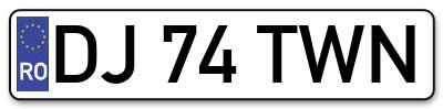 Placuta inmatriculare numar auto  DJ-74-TWN, DJ 74 TWN, DJ74TWN