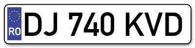 Placuta inmatriculare numar auto  DJ-740-KVD, DJ 740 KVD, DJ740KVD